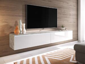 TV stolík Lancome 180, beton/bielý lesk s LED osvetlením