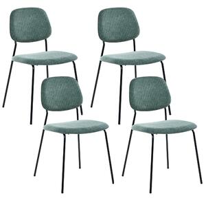 Sada 4 jedálenských stoličiek zelený polyester čierne železné nohy ochranné podložky moderný minimalistický dizajn jedáleň