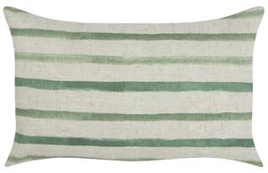 Dekoratívny vankúš zelený a béžový pruhovaný vzor 50 x 30 cm moderný boho bytový doplnok spálňa obývačka