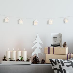 DecoKing Vianočná svetelná reťaz CRALA s dreveným domčekom biely