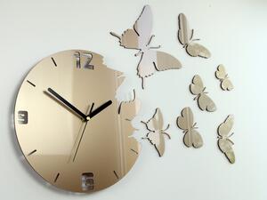 ModernClock 3D nalepovacie hodiny Butterfly metallic tortora