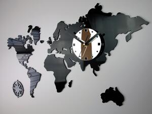 ModernClock 3D nalepovacie hodiny Continents čierno-biele
