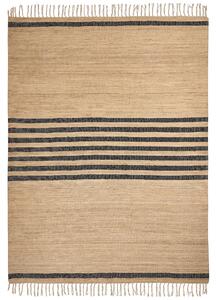 Koberec béžový jutový 160 x 230 cm pletený ručne vyrobený pásikavý vzor prírodný boho štýl textil
