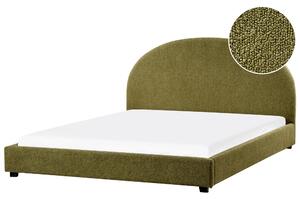 Posteľ olivovozelená buklé čalúnenie 180 x 200 cm zaoblené čelo minimalistický retro dizajn spálňa