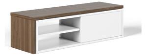 Biely televízny stolík s detailmi v dekore orechového dreva TemaHome Move