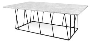 Biely mramorový konferenčný stolík s čiernymi nohami TemaHome Heli×, 120 cm