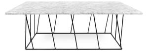 Biely mramorový konferenčný stolík s čiernymi nohami TemaHome Heli×, 120 cm