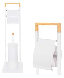 SPRINGOS Držiak na toaletný papier s WC štetkou SPRINGOS TB0004 biely/bambus