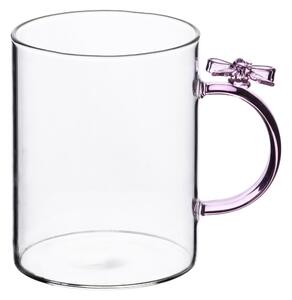 Allesken Sklenený hrnček PETER RIBBON 400 ml číry/ružový