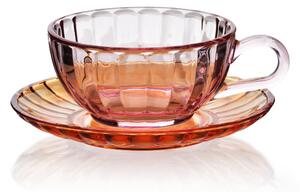 Affekdesign Sklenený hrnček s podšálkou VINI 210 ml oranžový/ružový