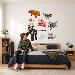 60x120cm Minecraft zvieratá - textilná nálepka na stenu