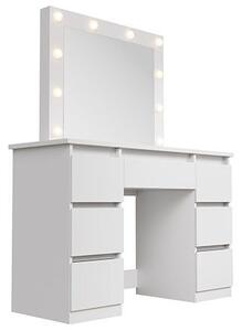Kozmetický stolík s LED zrkadlom 110x140x40 cm, biely