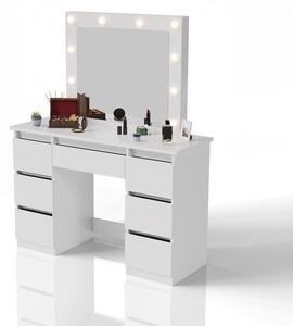 Kozmetický stolík s LED zrkadlom 110x140x40 cm, biely