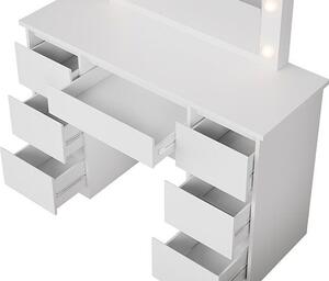 Kozmetický stolík s LED zrkadlom 110x140x40 cm, biely