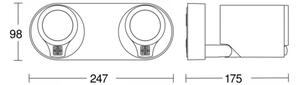 STEINEL 058654- LED Vonkajšie vietidlo so senzorom SPOT DUO 2xGU10/7,5W/230V IP44