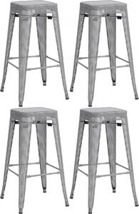 Kovová barová stolička Fletcher (SET 4 ks) - Strieborná