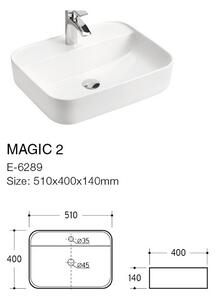 Comad Magic 2 umývadlo 50x40 cm obdĺžnik pultové umývadlo biela UM-6289MAGIC50DP