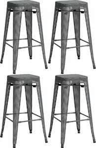 Kovová barová stolička Fletcher (SET 4 ks) - Sivá