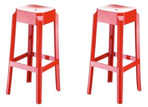 Plastová barová stolička FOX (SET 2 ks) - Červená