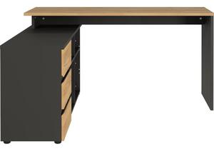 Písací stôl Gabi s kontajnerom (grafit, dub navarra)