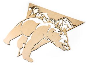 Veselá Stena Drevená nástenná dekorácia Medveď a hory