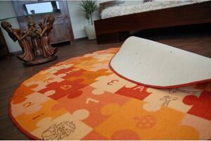 Dywany Lusczow Detský guľatý koberec PUZZLE oranžový
