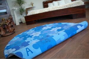 Dywany Lusczow Detský guľatý koberec PUZZLE modrý