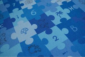 Dywany Lusczow Detský guľatý koberec PUZZLE modrý