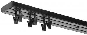 PVC stropná lišta dvojitá čierna Dĺžka koľajnice (cm): 130, Typ prichytenia: Háčiky