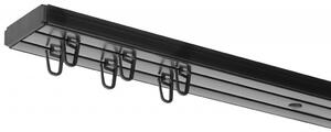 PVC stropná lišta dvojitá čierna Dĺžka koľajnice (cm): 300, Typ prichytenia: Háčiky