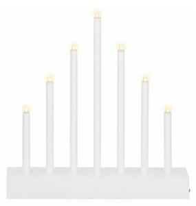 SPRINGOS LED vianočný svietnik - 7 sviečok, 20cm, 3xAA, biely