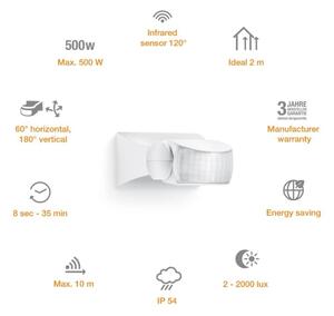 STEINEL 600310 - Vonkajší infračervený senzor IS-1 biela IP54