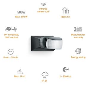 STEINEL 600419 - IS-1 Vonkajší infračervený senzor čierny IP54
