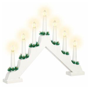 SPRINGOS LED vianočný svietnik - 7 sviečok, 30cm, 2xAA, biely