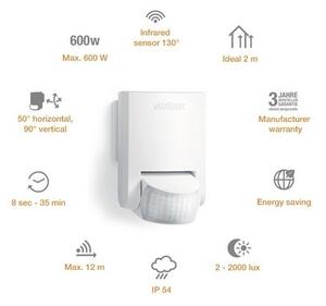 STEINEL 660314 - Vonkajší infračervený senzor IS 130-2 biela IP54