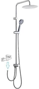 Sapho, Sprchový stĺp k napojeniu na batériu, pevná SLIM a ručná sprcha, guľatý, chróm