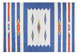 Kelímový koberec viacfarebný bavlna 200 x 300 cm ručne tkaný obojstranný geometrický vzor so strapcami tradičný boho štýl