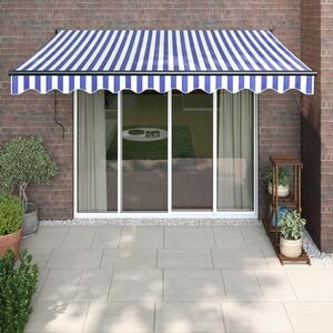 Maison Exclusive – Manuálna markíza, 3 x 2,5 m, modro-biela, 100% polyester