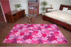 Dywany Lusczow Detský koberec PUZZLE fialový
