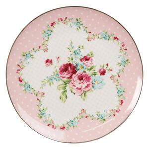 Ružový porcelánový dezetný tanierik Laverne - Ø 20*2 cm - Clayre & Eef