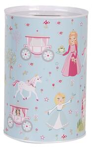 Modrá plechová dóza pokladnička princeznej - Ø 10*15 cm - Clayre & Eef