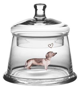 Sklenená dóza s jazvečíkom Dachshund Love - Ø 12*13 cm - Clayre & Eef
