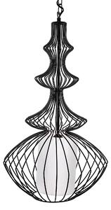 Závesná lampa čierna kovové tienidlo v tvare klietky industriálny glamour dizajn