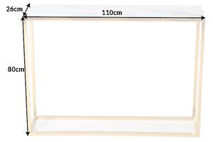 Dizajnová konzola Latrisha 110 cm bielo-zlatá - vzor mramor