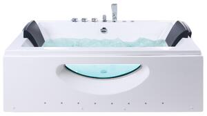 Vírivá vaňa biela ABS 180 x 90 cm s LED svetlami a opierkami hlavy hydromasážne trysky obdĺžniková vírivka