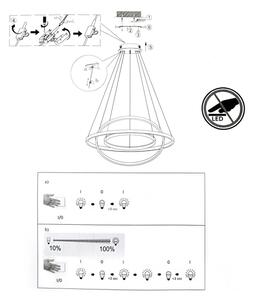 LED stmievateľný luster na lankách CIRCLE LED/15W/230V + LED/20W + LED/25W