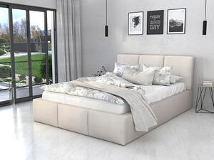 Čalúnená manželská posteľ s úložným priestorom Izabela - krémová Rozmer: 160x200