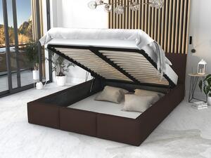 Čalúnená manželská posteľ s úložným priestorom Izabela - hnedá Rozmer: 180x200