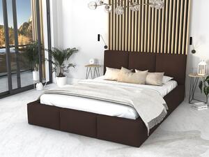 Čalúnená manželská posteľ s úložným priestorom Izabela - hnedá Rozmer: 180x200
