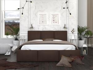 Čalúnená manželská posteľ s úložným priestorom Izabela - hnedá Rozmer: 140x200